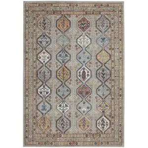 Photo of Grey Southwestern Power Loom Non Skid Area Rug