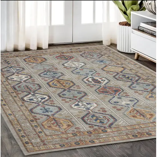 Grey Southwestern Power Loom Non Skid Area Rug Photo 1