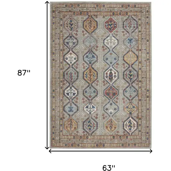 Grey Southwestern Power Loom Non Skid Area Rug Photo 5