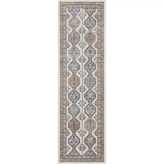 Grey Southwestern Power Loom Non Skid Runner Rug Photo 1