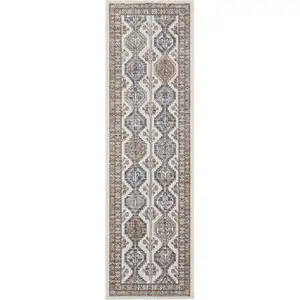 Photo of Grey Southwestern Power Loom Non Skid Runner Rug