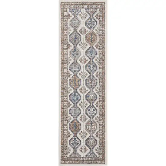 Grey Southwestern Power Loom Non Skid Runner Rug Photo 2