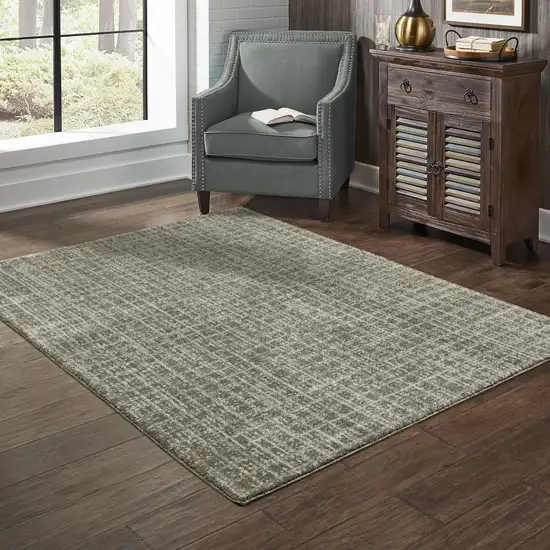 Grey Tan And Beige Geometric Power Loom Stain Resistant Area Rug Photo 8