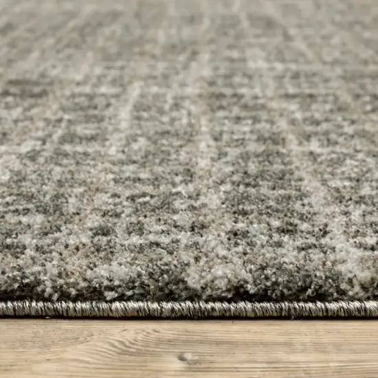 Grey Tan And Beige Geometric Power Loom Stain Resistant Runner Rug Photo 9