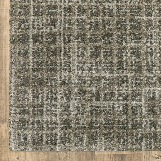 Grey Tan And Beige Geometric Power Loom Stain Resistant Runner Rug Photo 3