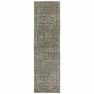 Photo of Grey Tan And Beige Geometric Power Loom Stain Resistant Runner Rug