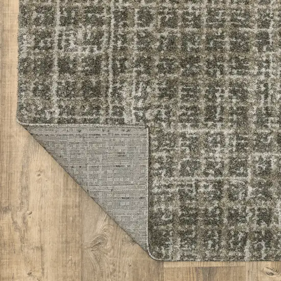 Grey Tan And Beige Geometric Power Loom Stain Resistant Runner Rug Photo 6