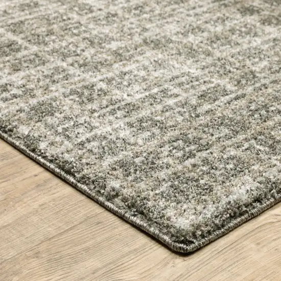 Grey Tan And Beige Geometric Power Loom Stain Resistant Runner Rug Photo 4