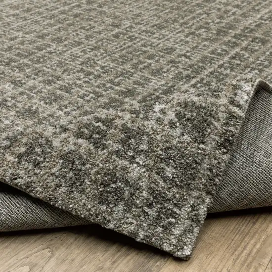 Grey Tan And Beige Geometric Power Loom Stain Resistant Runner Rug Photo 8