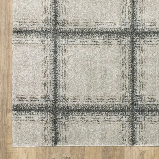 Grey Teal And Beige Geometric Power Loom Stain Resistant Area Rug Photo 7