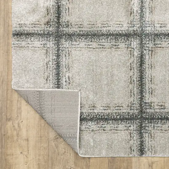 Grey Teal And Beige Geometric Power Loom Stain Resistant Area Rug Photo 6