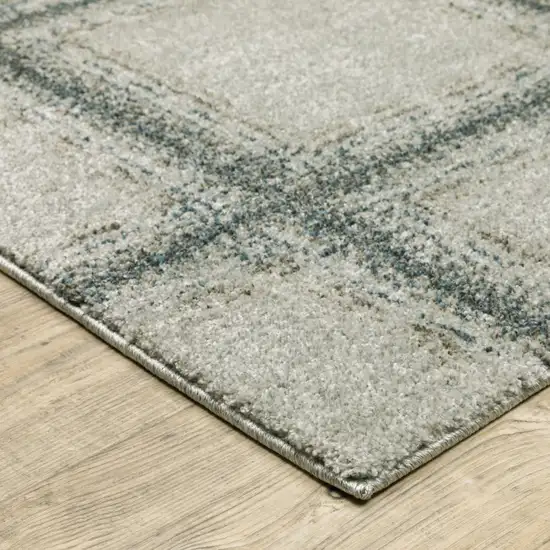 Grey Teal And Beige Geometric Power Loom Stain Resistant Area Rug Photo 3