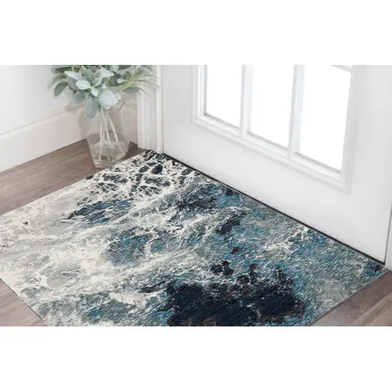 Gray Abstract Power Loom Area Rug Photo 1