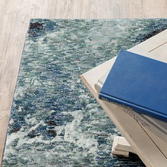 Grey Teal And Green Abstract Power Loom Stain Resistant Area Rug Photo 6