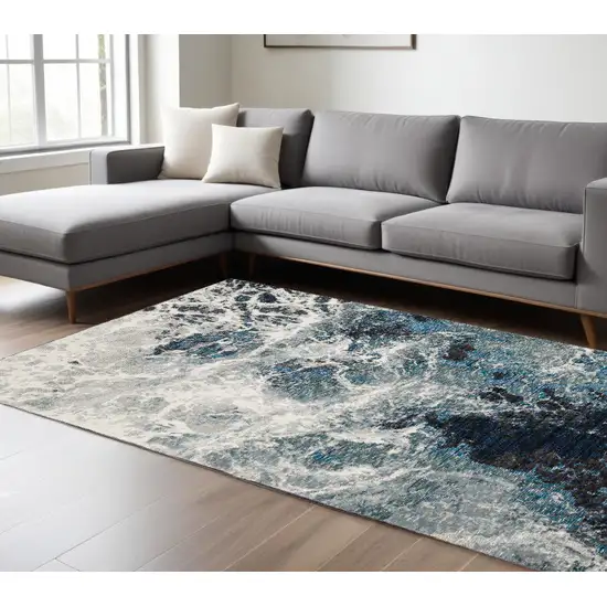 Gray Abstract Power Loom Area Rug Photo 1