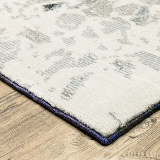 Grey Teal And Green Abstract Power Loom Stain Resistant Runner Rug Photo 4