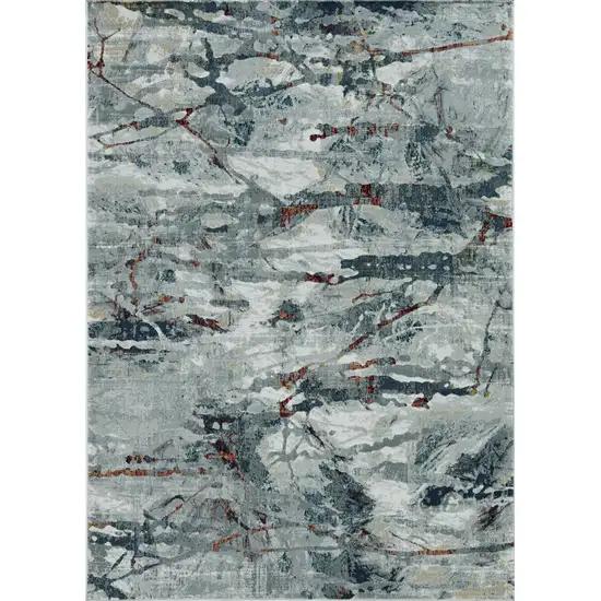 Grey Teal Machine Woven Abstract Splatter Indoor Area Rug Photo 2