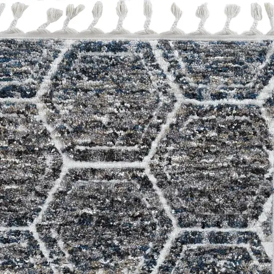 Grey Teal Machine Woven Space Dyed Honeycomb Indoor Area Rug Photo 2