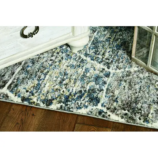 Grey Teal Machine Woven Space Dyed Honeycomb Indoor Area Rug Photo 4