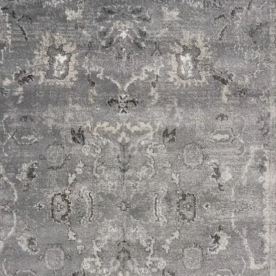 Grey Vintage Floral Bordered Indoor Area Rug Photo 5