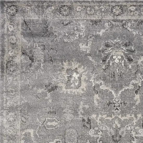 Grey Vintage Floral Bordered Indoor Area Rug Photo 3