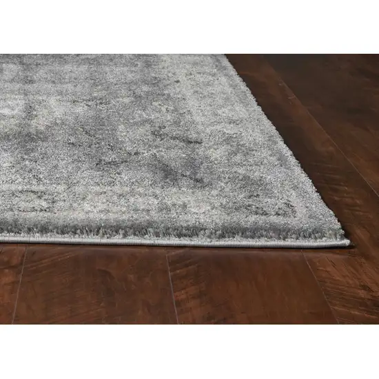 Grey Vintage Floral Bordered Indoor Area Rug Photo 5