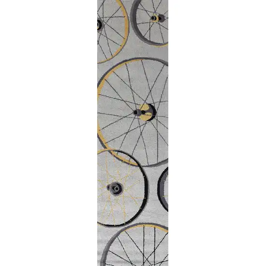 Grey Wheels Runner Rug Photo 1