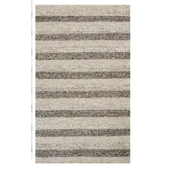 Grey White Hand Woven Knobby Stripes Indoor Area Rug Photo 2