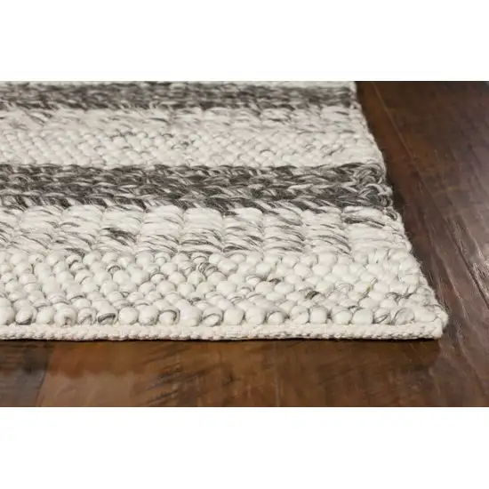 Grey White Hand Woven Knobby Stripes Indoor Area Rug Photo 4