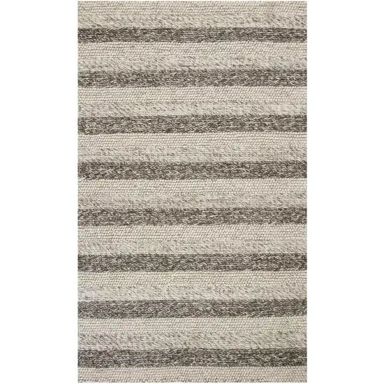 Grey White Hand Woven Knobby Stripes Indoor Area Rug Photo 2