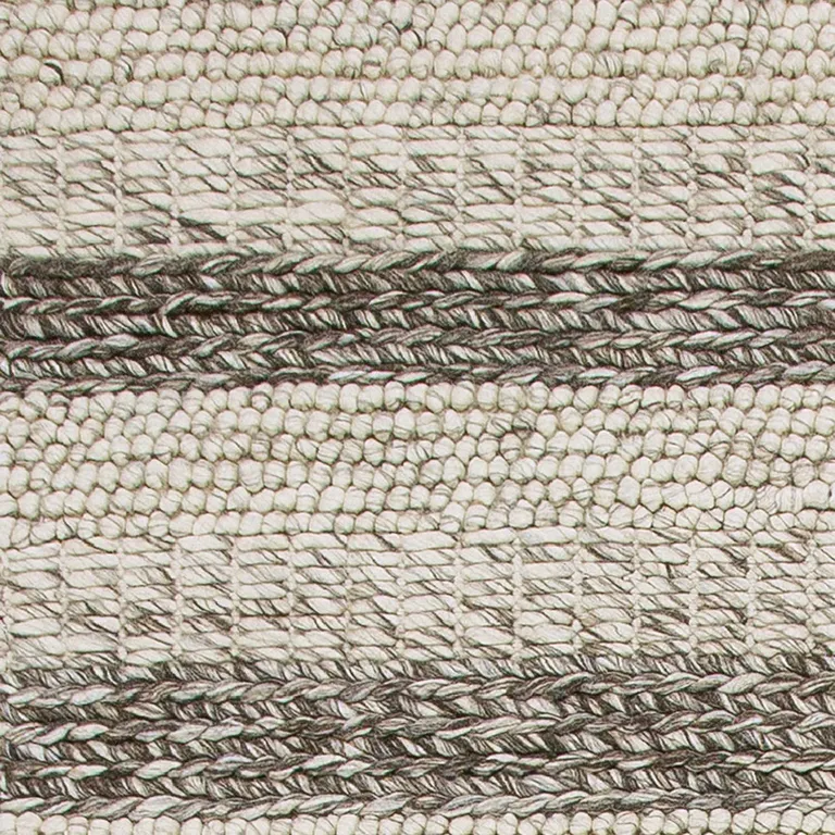 Grey White Hand Woven Knobby Stripes Indoor Area Rug Photo 2