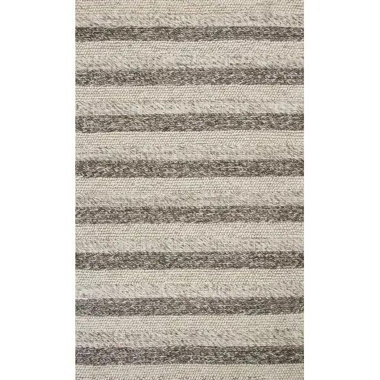 Grey White Hand Woven Knobby Stripes Indoor Area Rug Photo 1