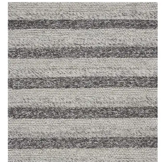 Grey White Hand Woven Knobby Stripes Indoor Area Rug Photo 5