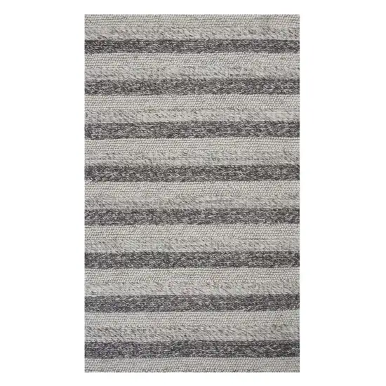 Grey White Hand Woven Knobby Stripes Indoor Area Rug Photo 1