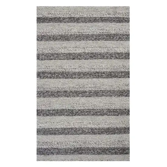 Grey White Hand Woven Knobby Stripes Indoor Area Rug Photo 2