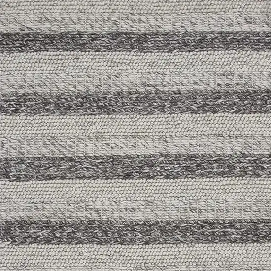 Grey White Hand Woven Knobby Stripes Indoor Area Rug Photo 4