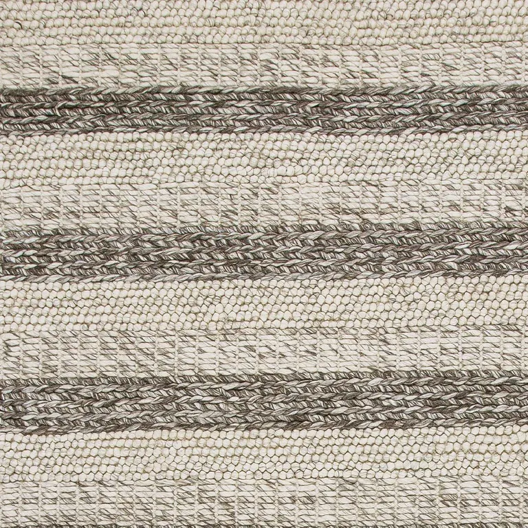 Grey White Hand Woven Knobby Stripes Indoor Area Rug Photo 3