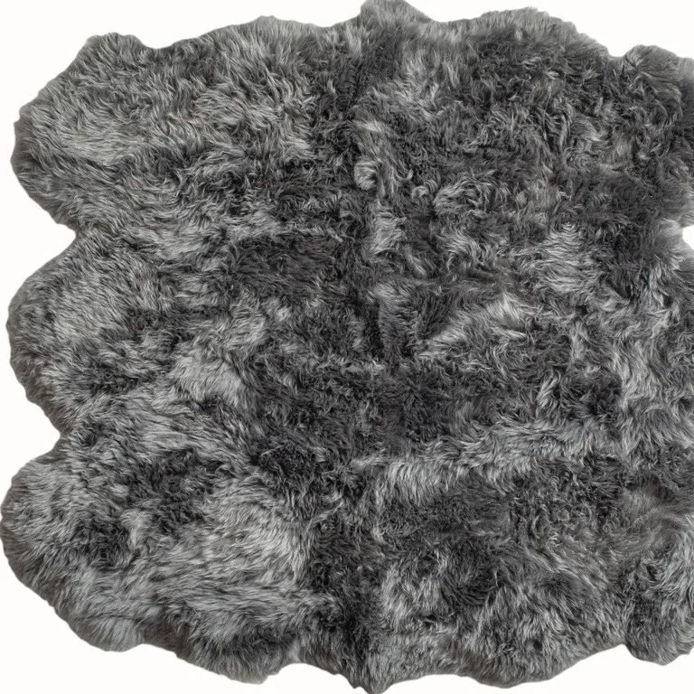 Grey Wool Sheepskin Handmade Area Rug Photo 4