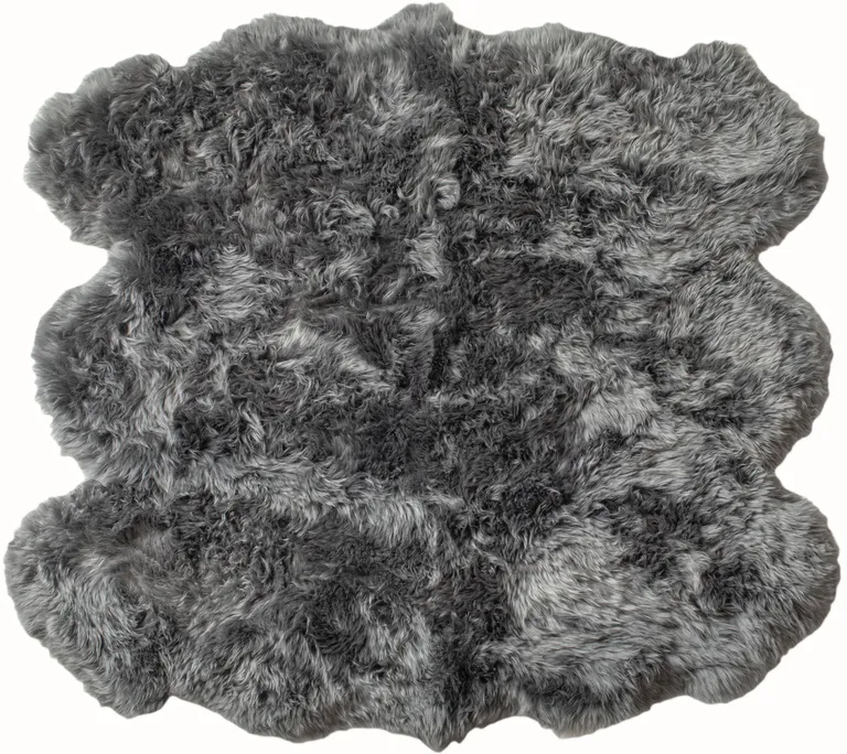 Grey Wool Sheepskin Handmade Area Rug Photo 2