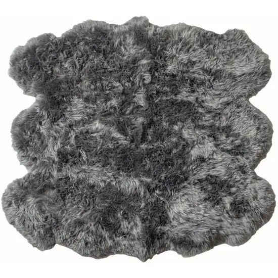 Grey Wool Sheepskin Handmade Area Rug Photo 2