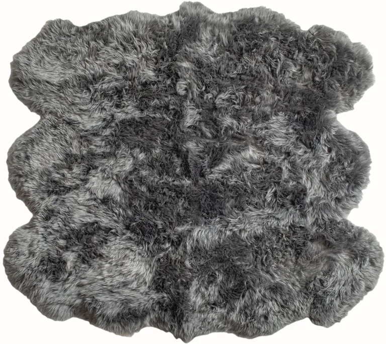 Grey Wool Sheepskin Handmade Area Rug Photo 1