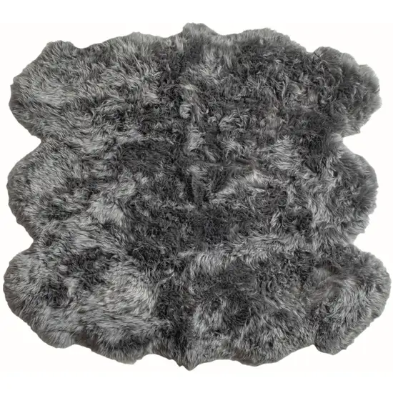 Grey Wool Sheepskin Handmade Area Rug Photo 1