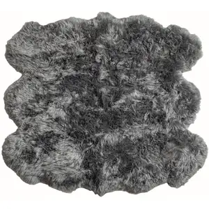 Photo of Grey Wool Sheepskin Handmade Area Rug