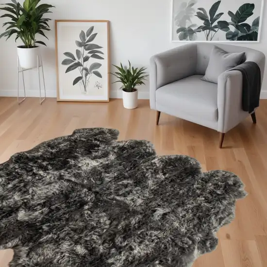 Grey Wool Sheepskin Handmade Area Rug Photo 1