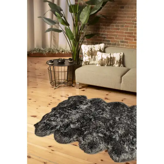 Grey Wool Sheepskin Handmade Area Rug Photo 3