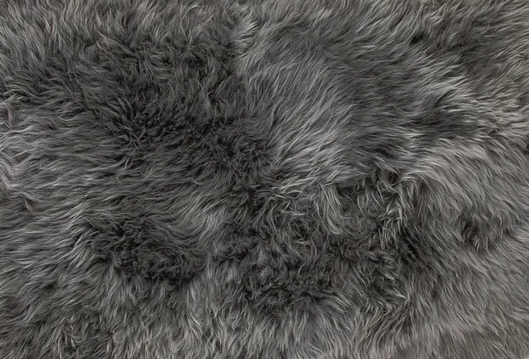 Grey Wool Sheepskin Handmade Area Rug Photo 5