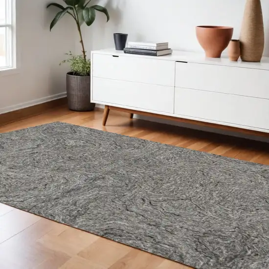 102 X 138 Grey Wool Or Viscose Rug Photo 1