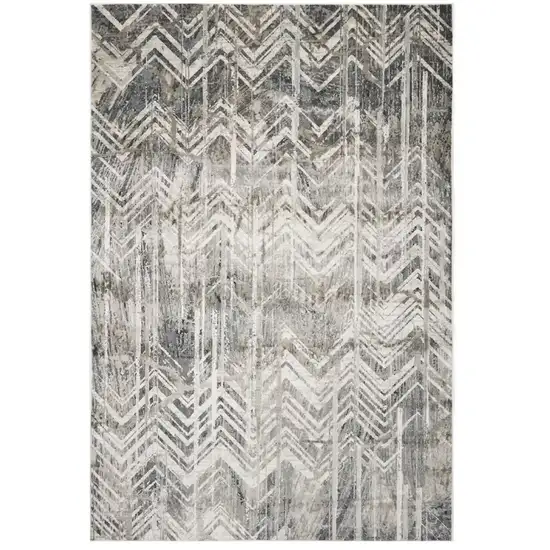 Grey Zigzag Pattern Viscose Area Rug Photo 2