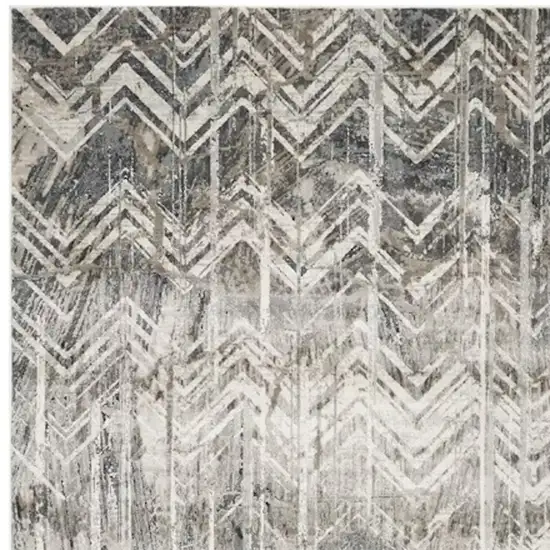 Grey Zigzag Pattern Viscose Area Rug Photo 4