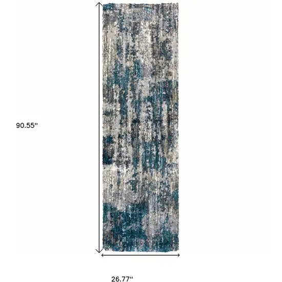 2' X 8' Grey And Blue Grey Skies Runner Rug Photo 4